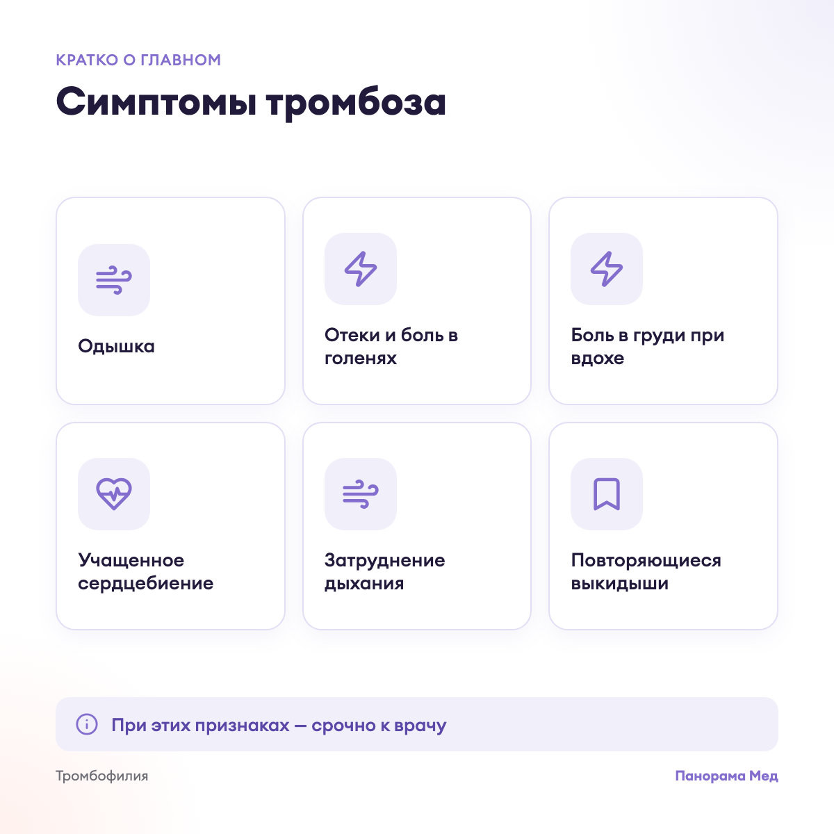 Симптомы тромбоза