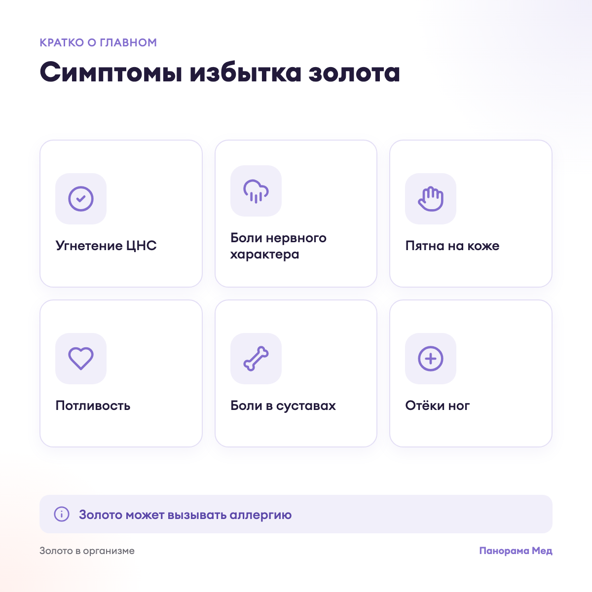 Симптомы избытка золота